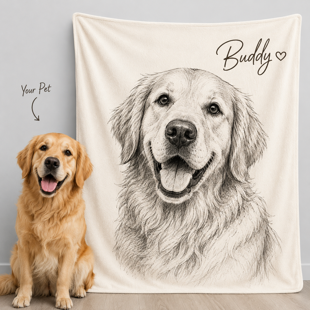 Custom Pet Hand Drawing Style Blanket